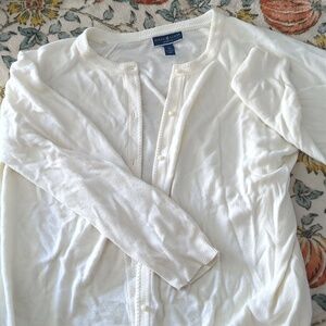 Karen Scott Cream Casual Button Down Shirt